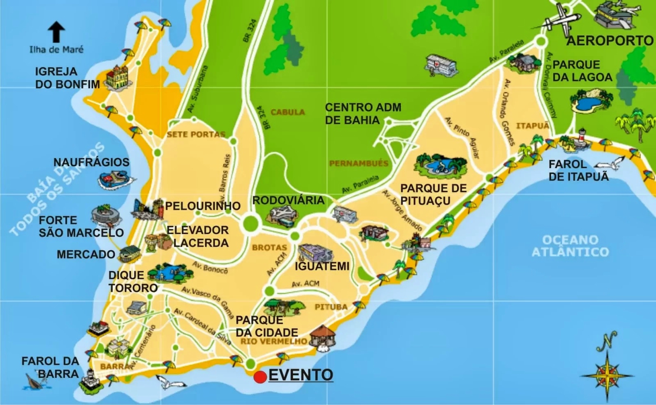 Mapa Turistico De Salvador De Bahia Turismo Brasil